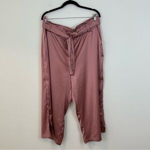 Joie Pink Satin Tie Waist Flowy Pants Size XL Women's